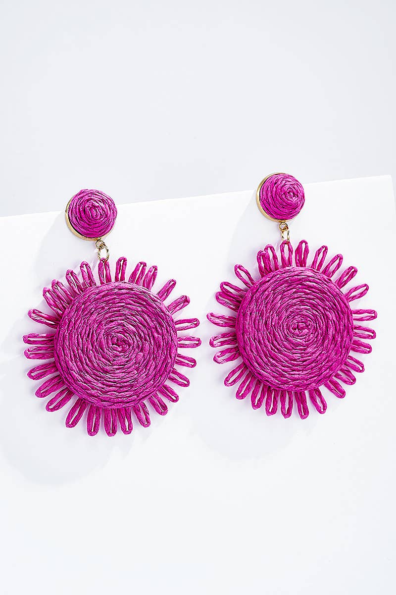 Straw earrings with steel stud 124NN07