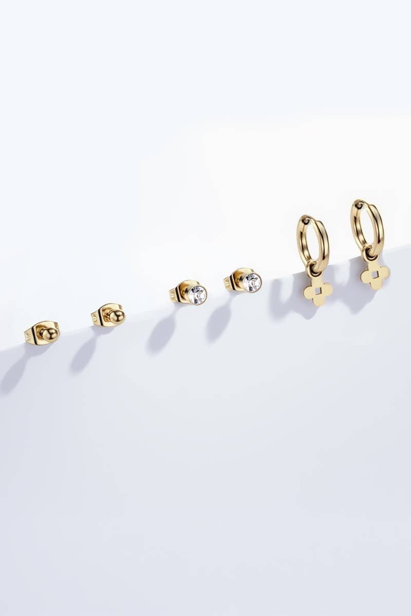 Clover hoop earrings, zircon studs and 124RX135