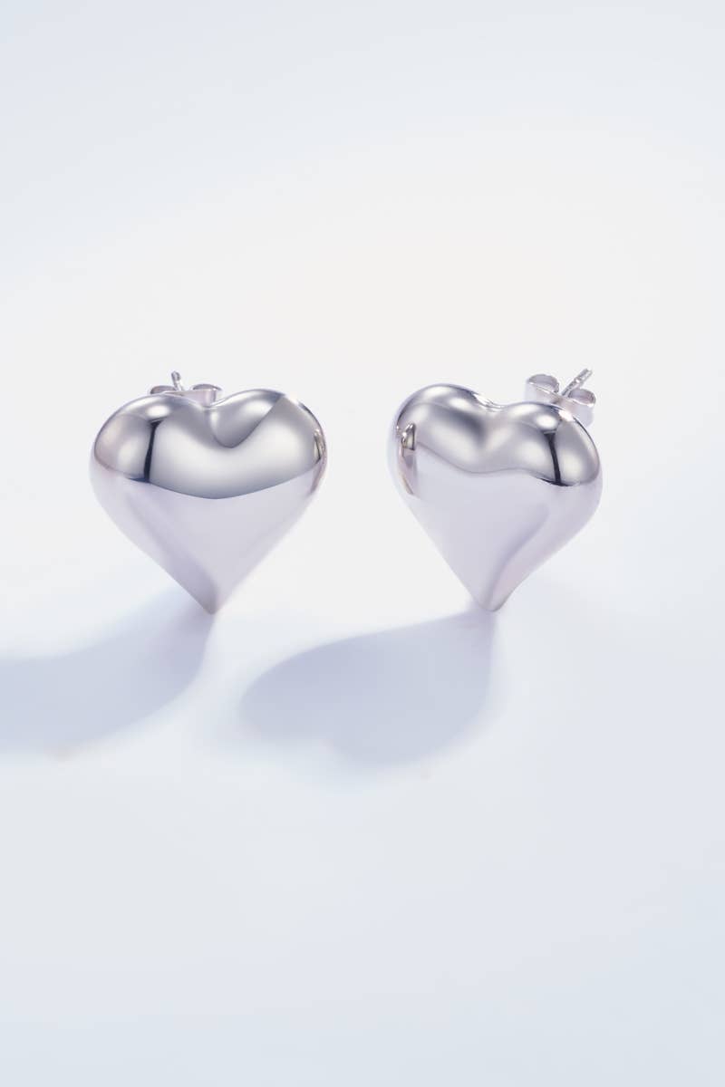 Boucles d'oreilles puces cœurs en acier inoxydable 124AQ77