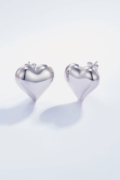 Boucles d'oreilles puces cœurs en acier inoxydable 124AQ77