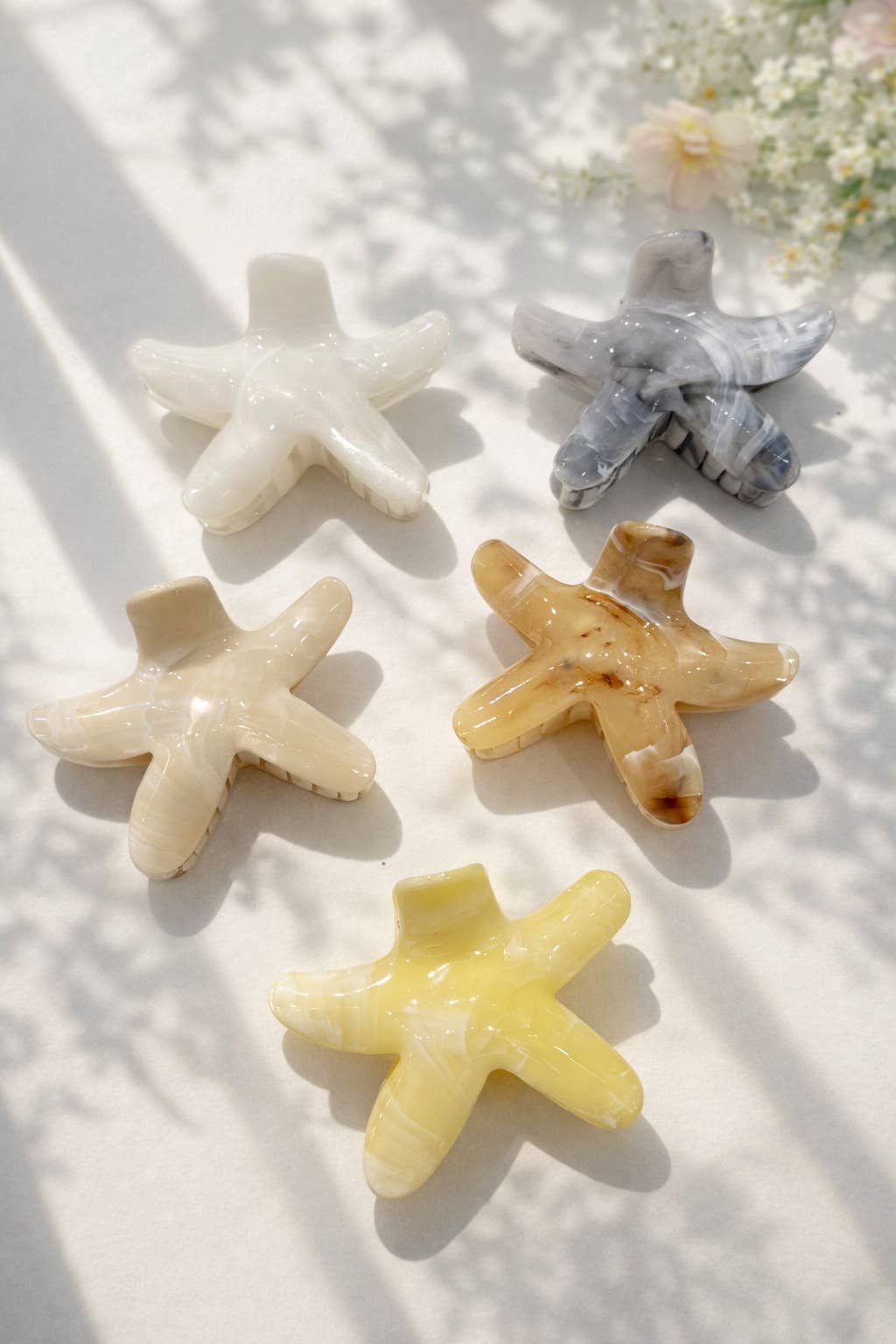 Starfish hair clip marble effect 9 cm YH80