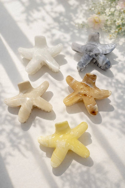 Starfish hair clip marble effect 9 cm YH80