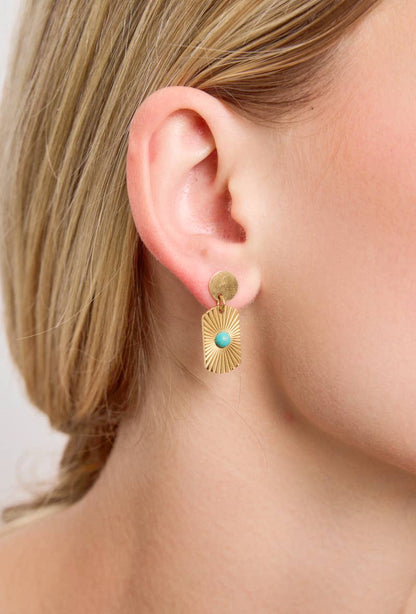 Boucles d'oreilles pendantes avec pierre bleu 124RX38