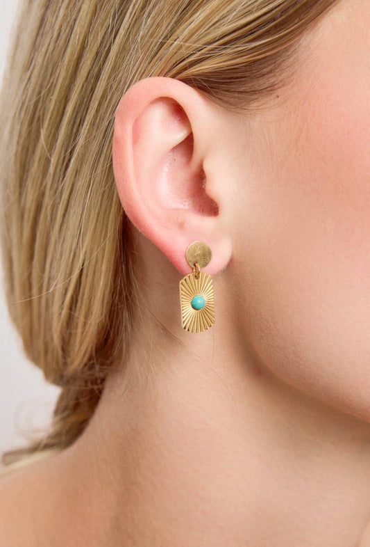 Boucles d'oreilles pendantes avec pierre bleu 124RX38