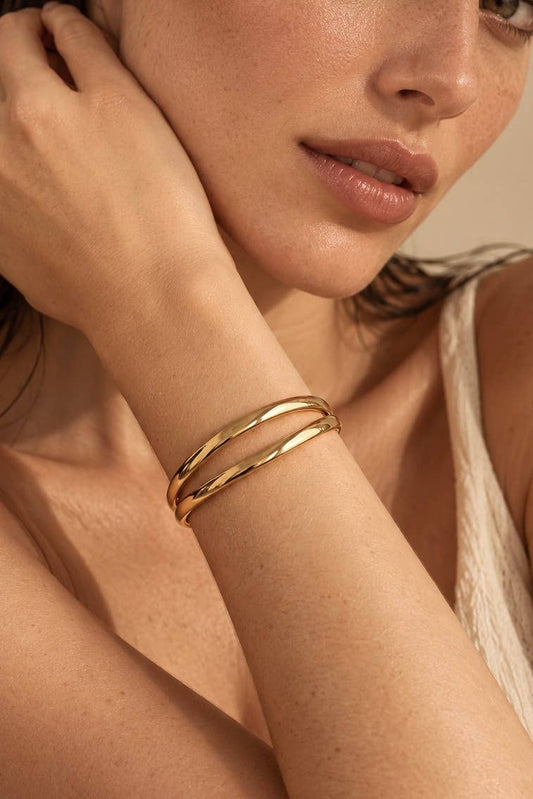 Bracelet jonc double rang en acier inoxydable 324AQ556