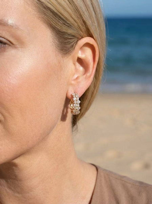 Boucles d'oreilles créoles strassées 124AQ116