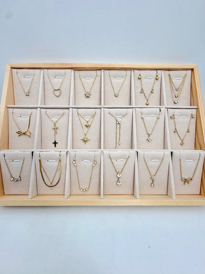 Set of 18 stainless steel necklaces without display stand SET330