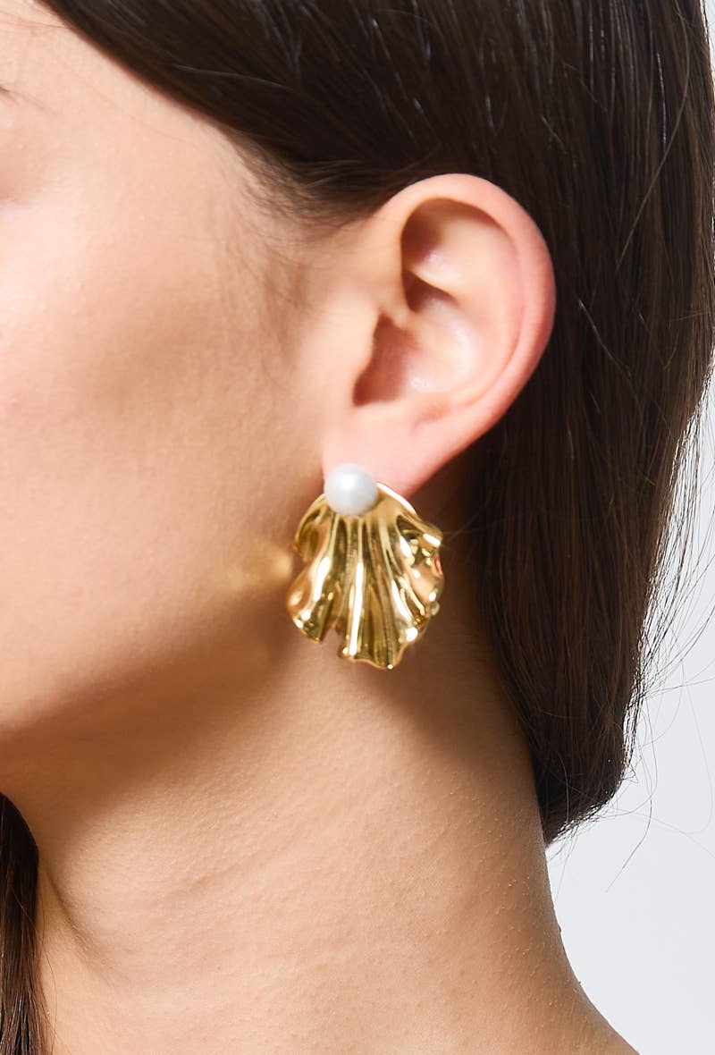 Boucles d'oreilles avec perle en acier inoxydable 124AQ201