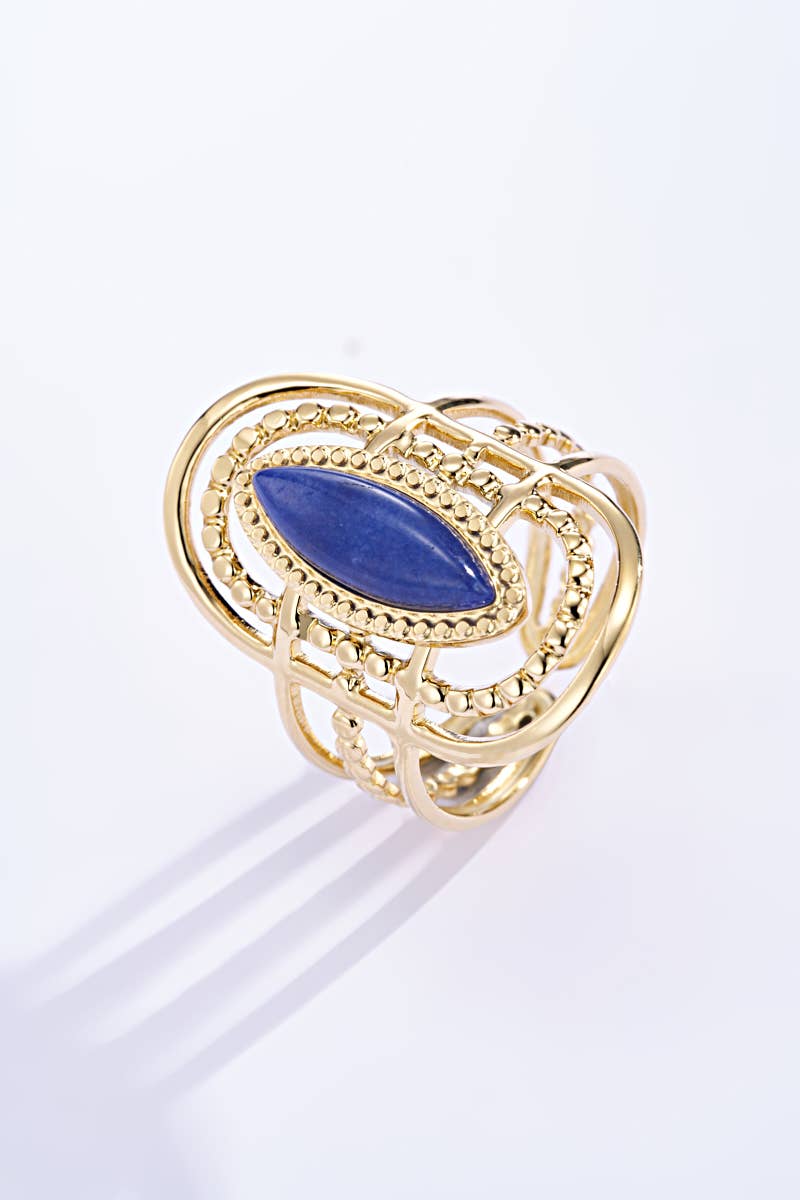 Bague avec pierre coloré en acier inoxydable 424RX89