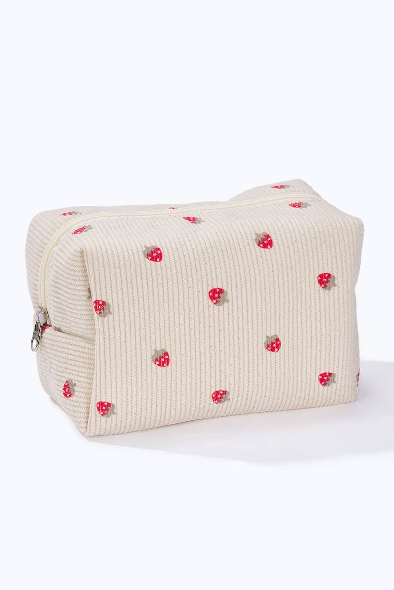 Strawberry print corduroy toiletry bag CY318JH