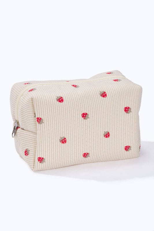 Strawberry print corduroy toiletry bag CY318JH