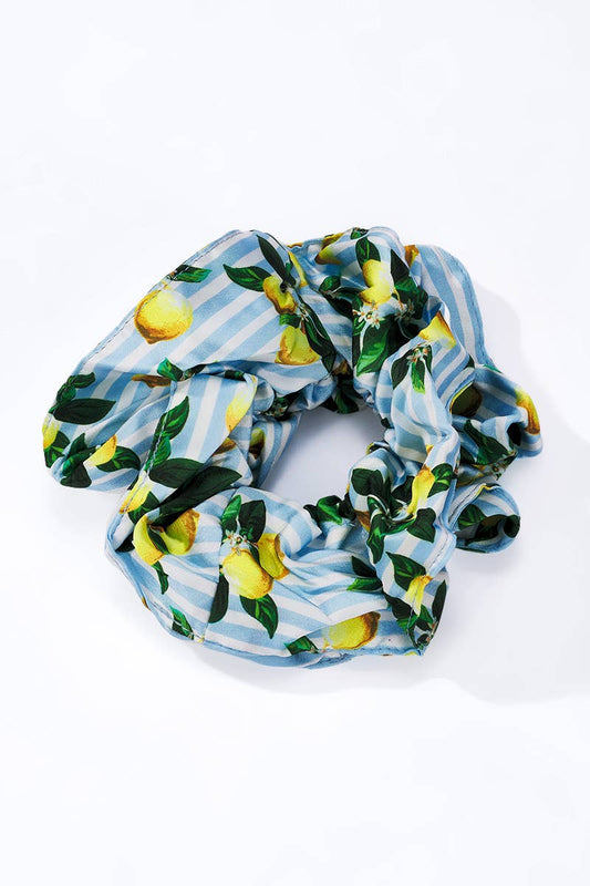 Chouchou rayé motif citrons 12cm FQ206XQ