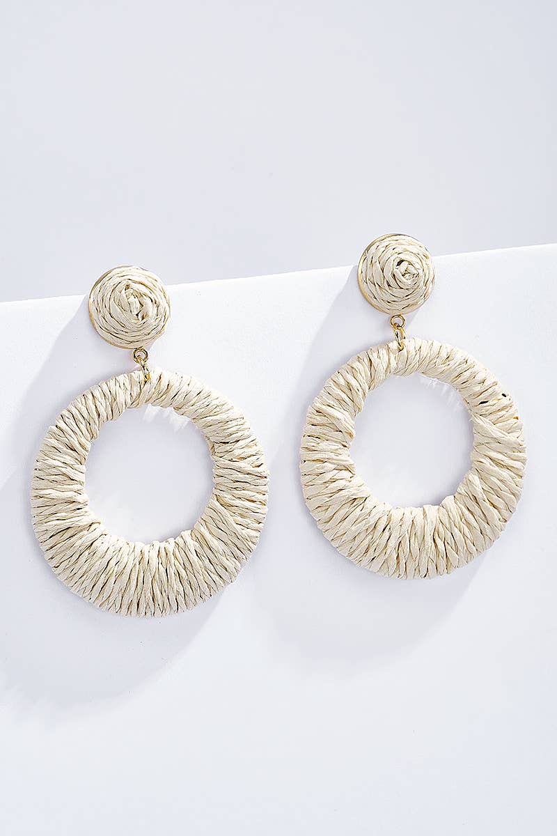 Straw earrings with steel stud 124NN06