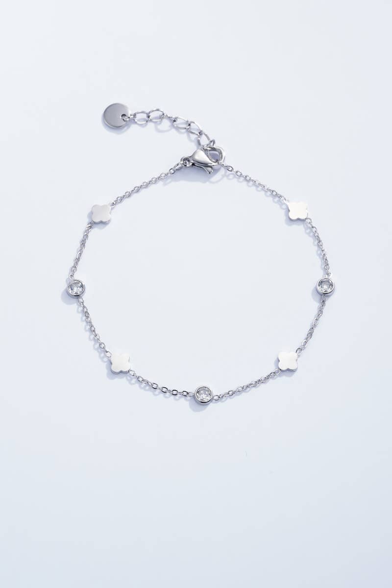 Fine stainless steel bracelet with rhinestones 324AQ09