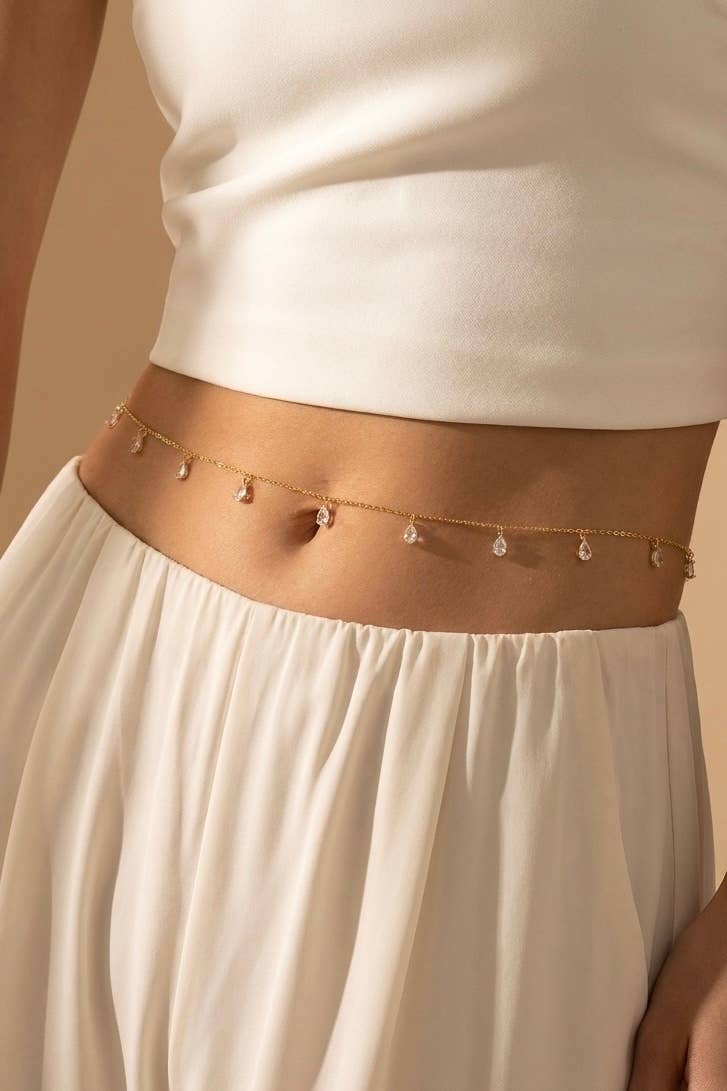 Chaîne de taille zircons goutte en acier inoxydable 524AQ31