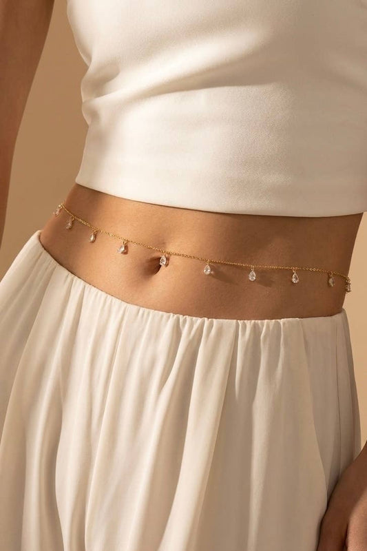 Chaîne de taille zircons goutte en acier inoxydable 524AQ31