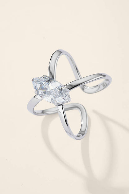 Bague solitaire zircon marquise en acier inoxydable 424AQ331