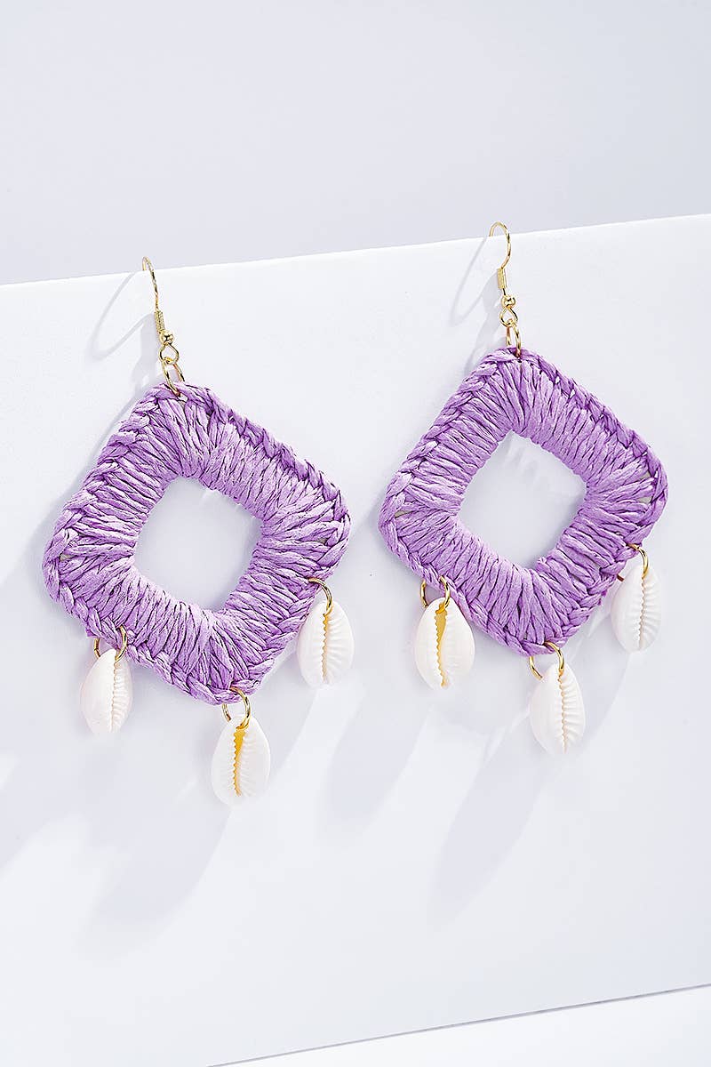 Straw earrings with steel stud 124NN04
