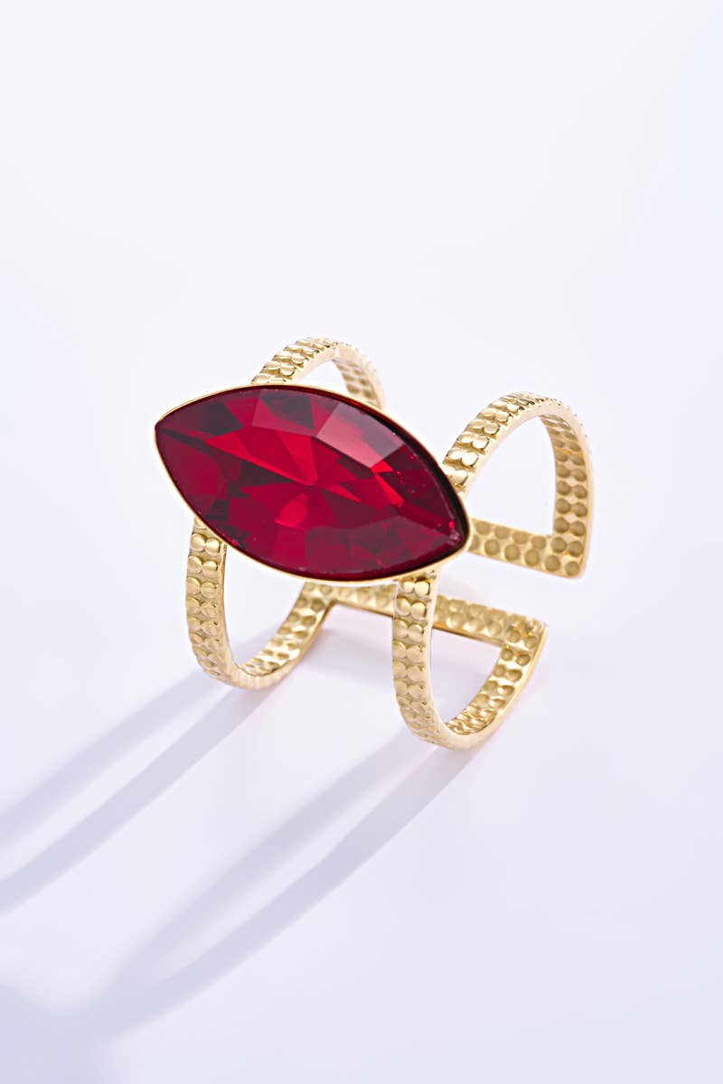Bague Avec Pierre Coloré En Acier Inoxydable 424RX82