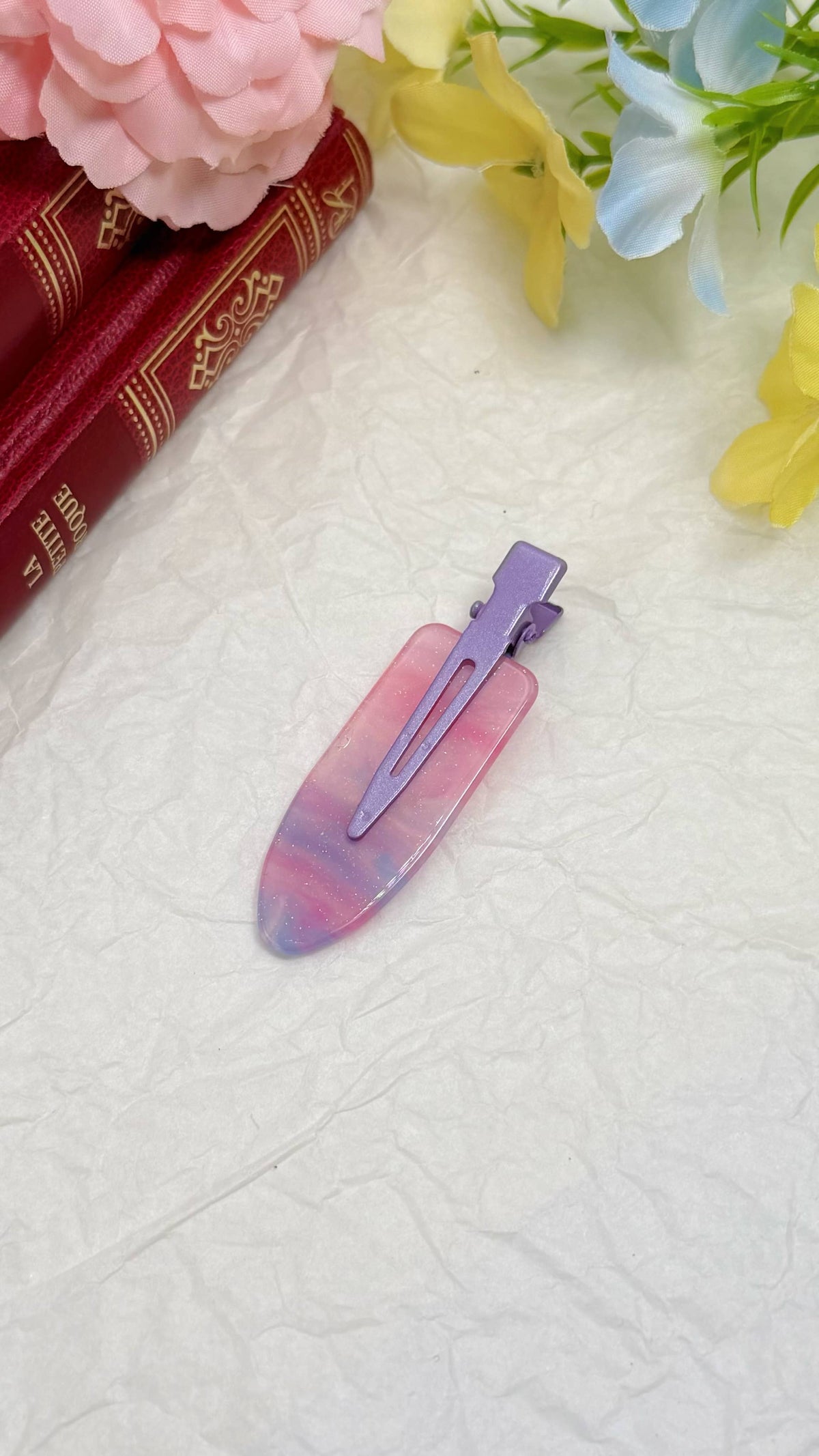 Marbled hair clips 6x2cm BRT209AL