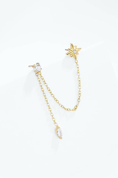 Boucle double piercing étoile en acier inoxydable 124AQ800