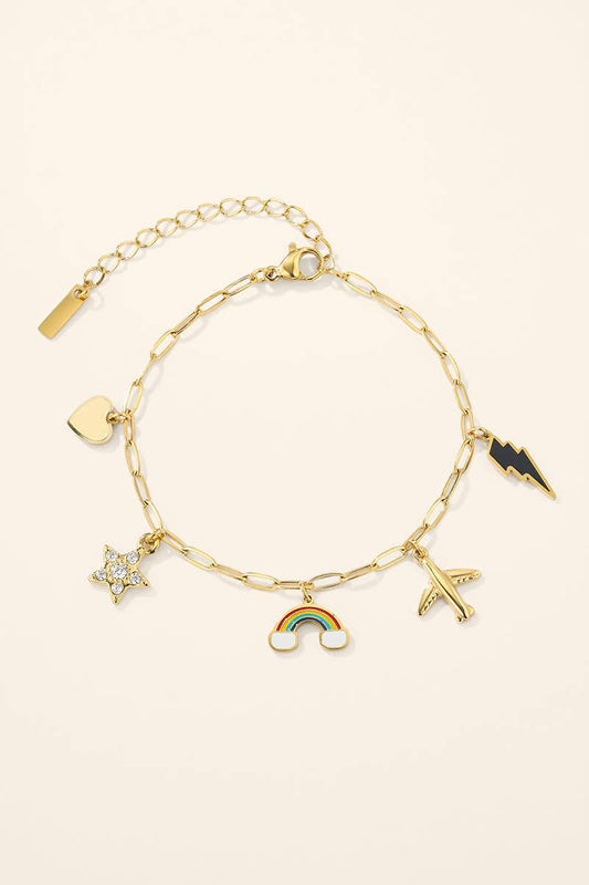 Bracelet breloques étoile et arc-en-ciel en acier 324AQ389
