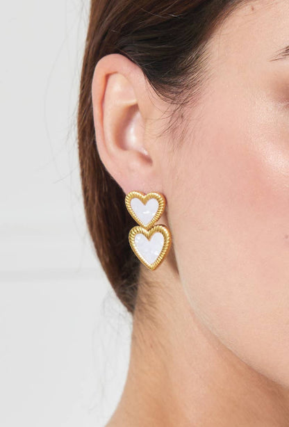 Boucles d'oreilles cœur nacré en acier inoxydable 124DY21K