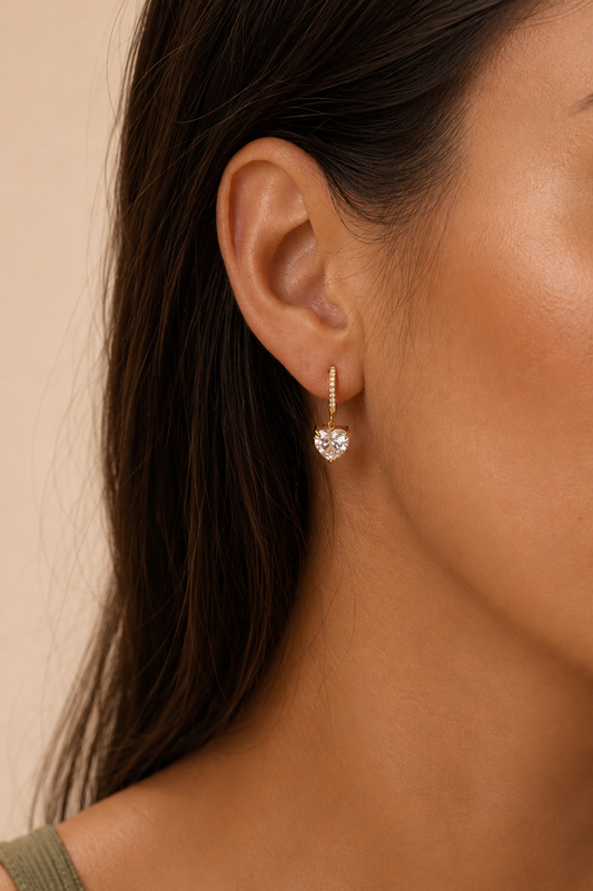 Boucles d'oreilles pendantes cœur en acier 124AQ736