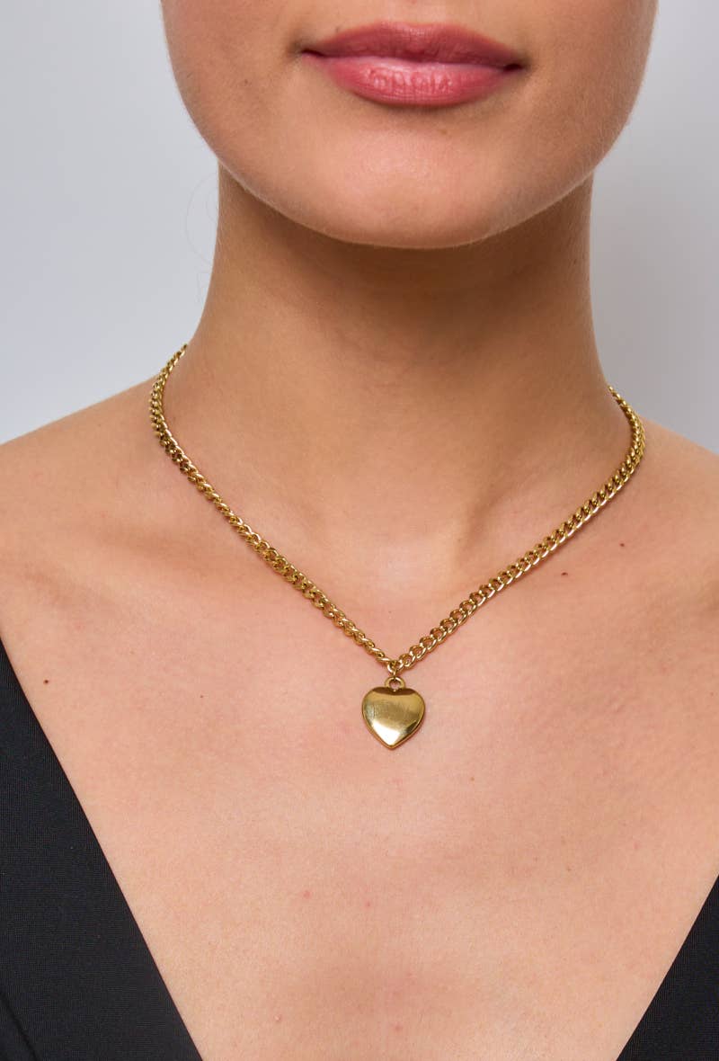 Collier épais avec cœur en acier inoxydable 224RX11