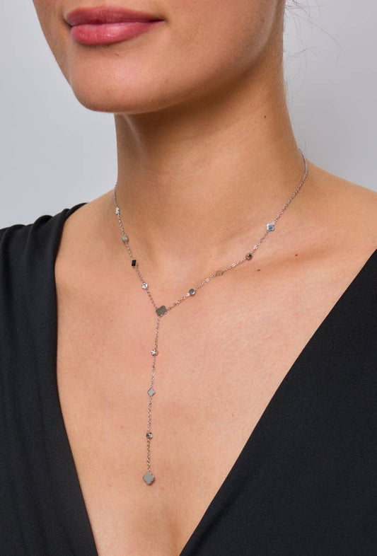 Collier long avec strasses en acier inoxydable 224RX01