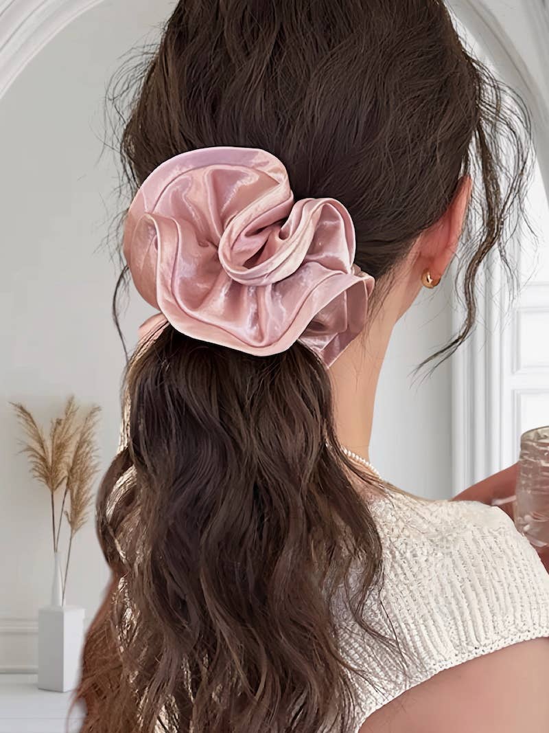 15cm satin ruffled scrunchie FQ52