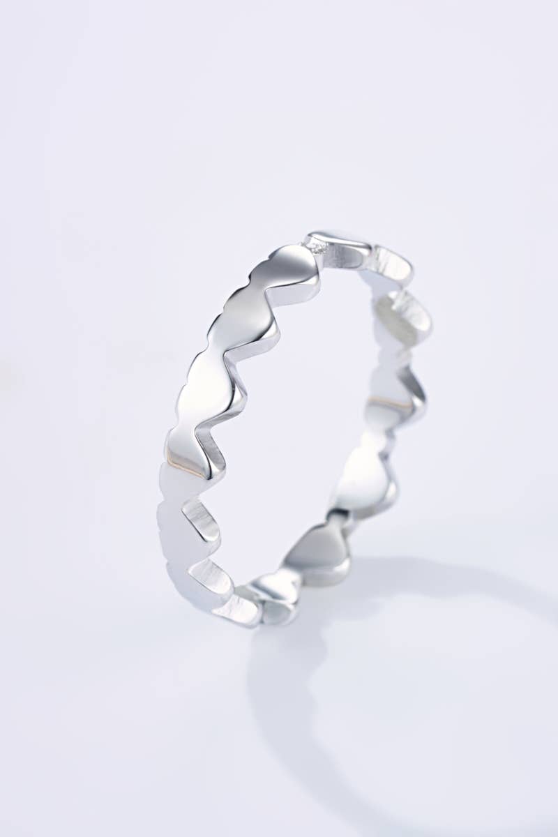 Bague cœurs en acier inoxydable 424AQ108