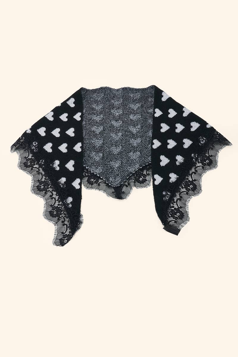 Heart and lace triangle scarf FL602DF