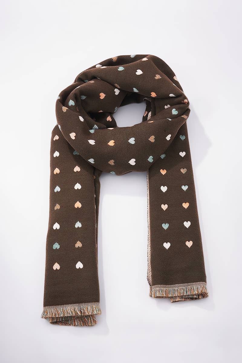 Reversible heart pattern scarf FL209DF