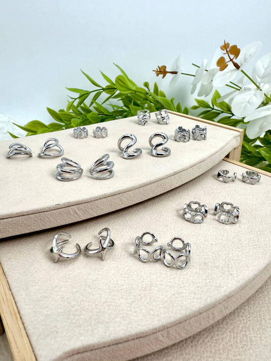Set of 10 stainless steel earcuffs SET287