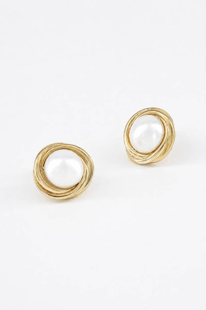 Boucles d’oreilles puces rondes à perles en acier 124AQ318