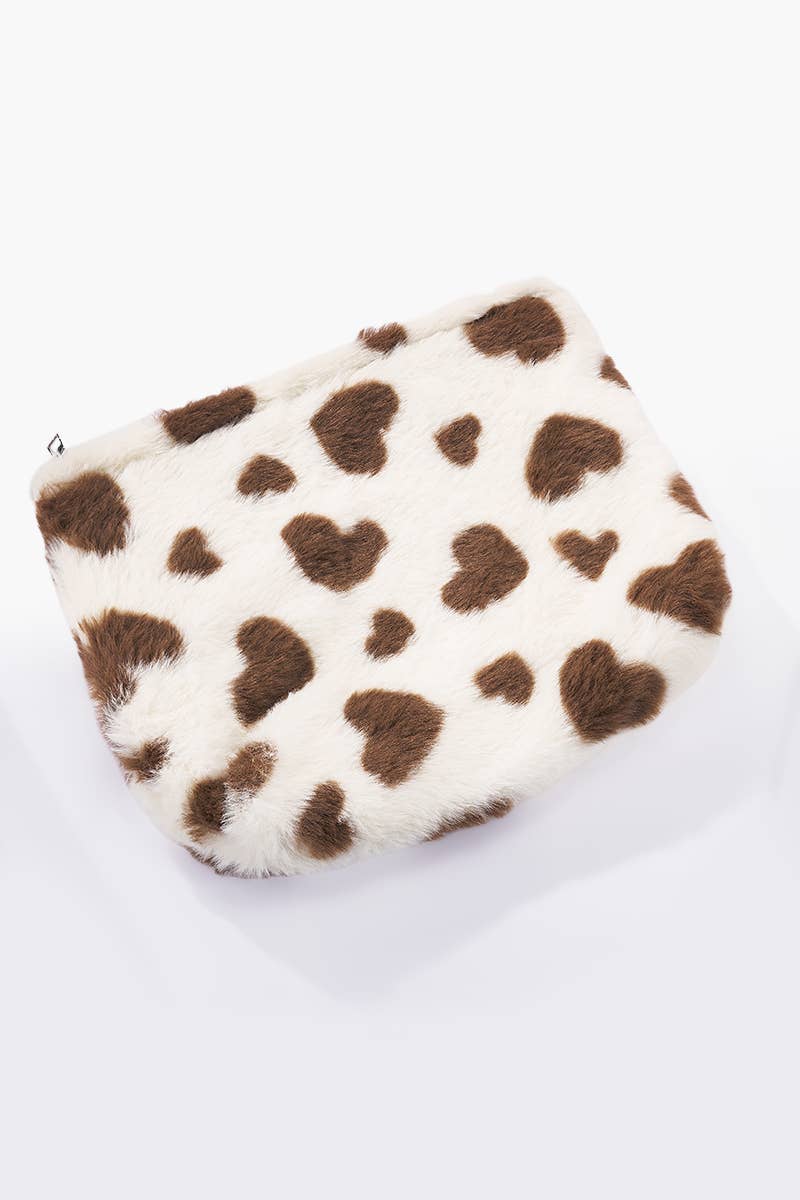 Pochette fausse fourrure motif cœur CY212JH