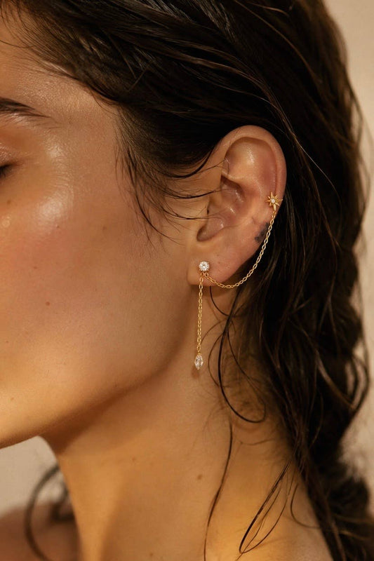 Boucle double piercing étoile en acier inoxydable 124AQ800