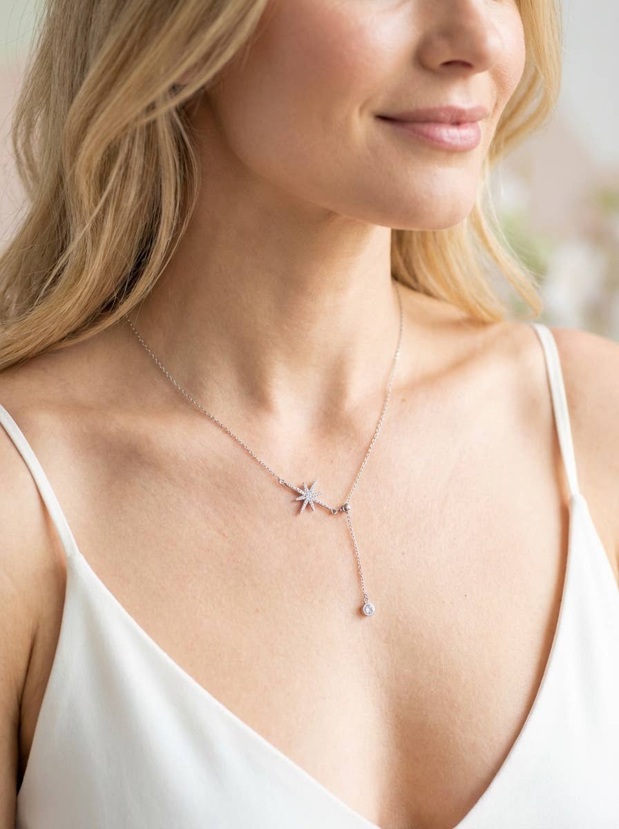 Stainless steel Y-necklace with star 224AQ02
