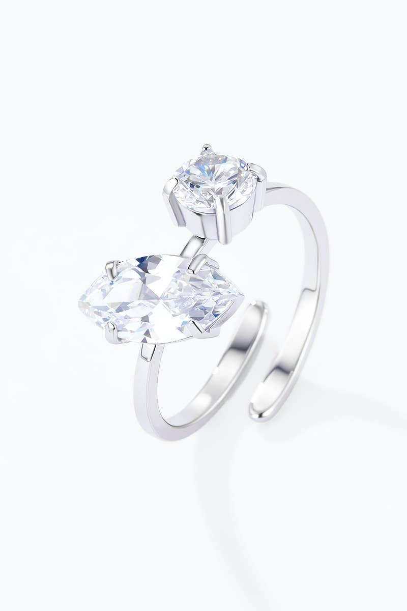 Stainless steel ring with marquise and round zircons 424AQ341