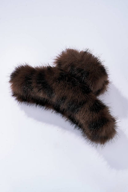 Pince à cheveux en fausse fourrure léopard ZE09