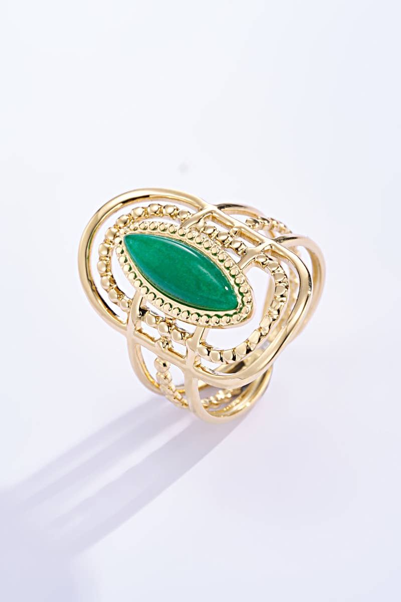 Bague avec pierre coloré en acier inoxydable 424RX89