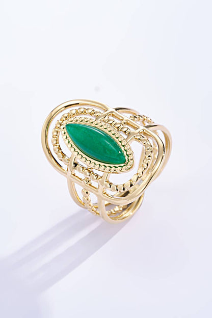Bague avec pierre coloré en acier inoxydable 424RX89