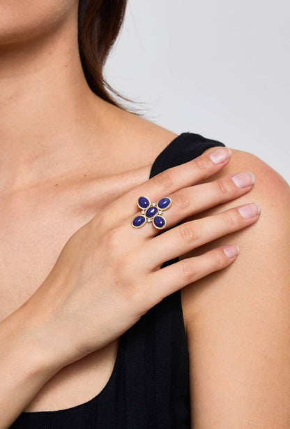 Stainless steel ring with colored stones 424RX87