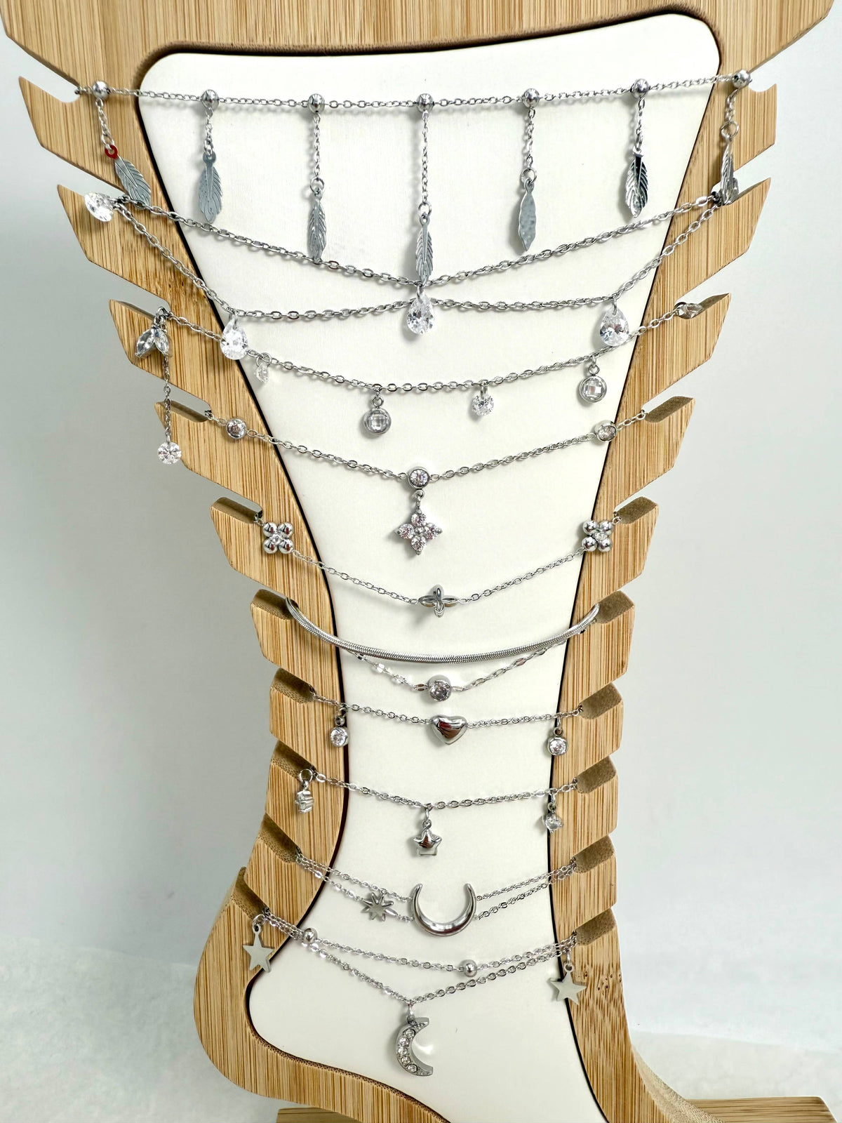 Set of 10 stainless steel anklets SET297