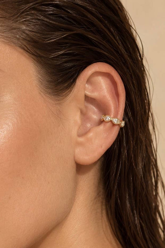 Earcuff serti zircons marquises en acier inoxydable 124AQ831