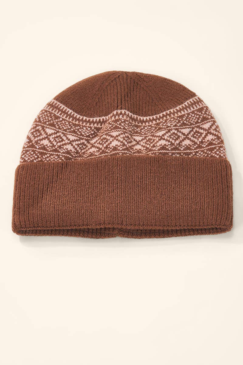 Bonnet à revers motif jacquard MJ305SD