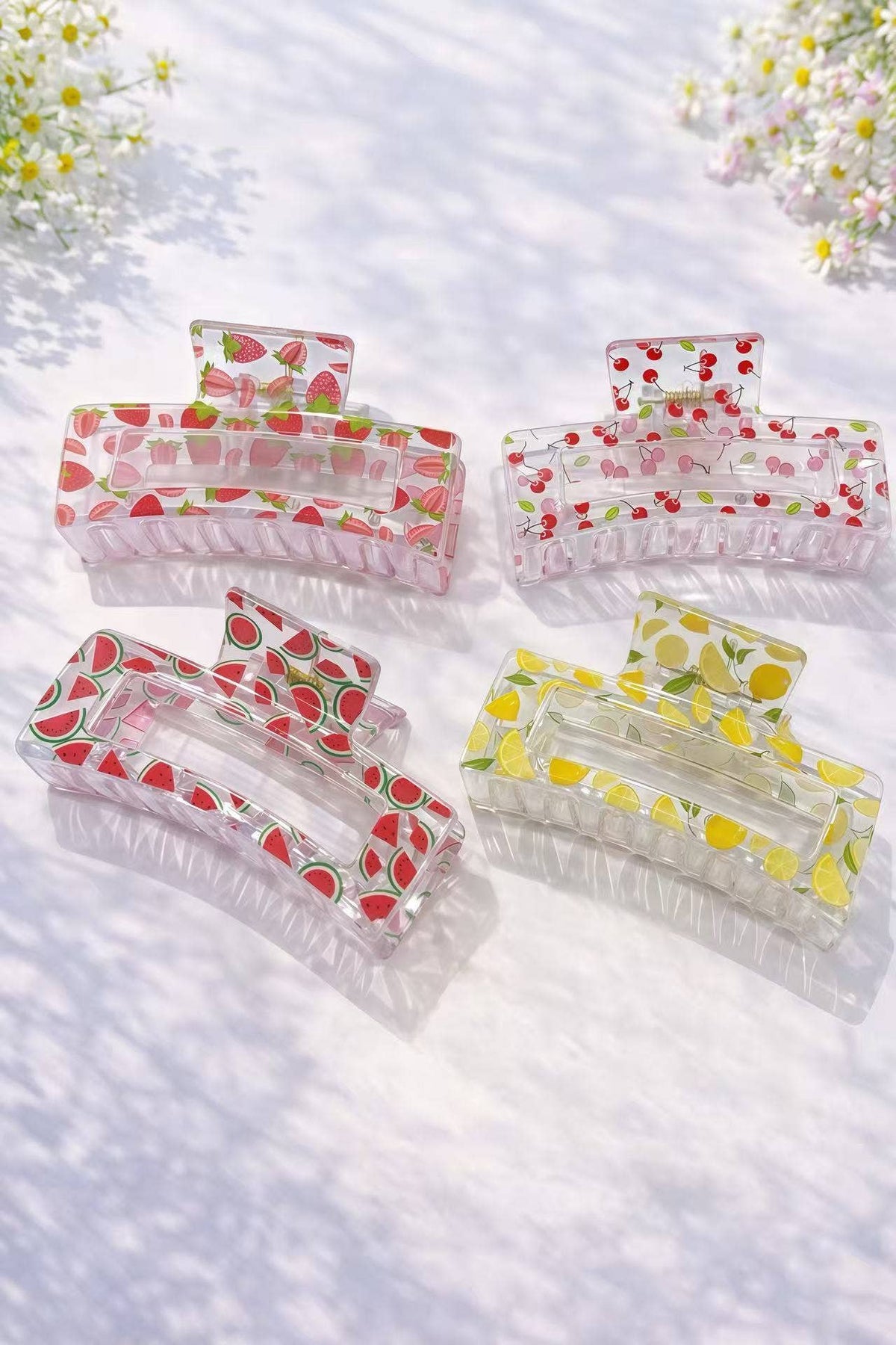 Pinces à cheveux rectangulaires motifs fruits 8,5 cm YH84
