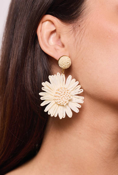 Straw earrings with steel stud 124NN08