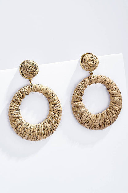 Straw earrings with steel stud 124NN06